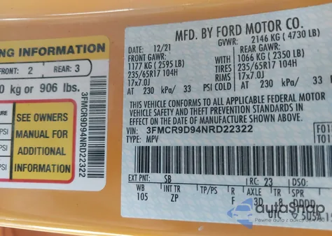 2022 Ford Bronco Sport Badlands from USA, damaged, VIN 3FMCR9D94NRD22322